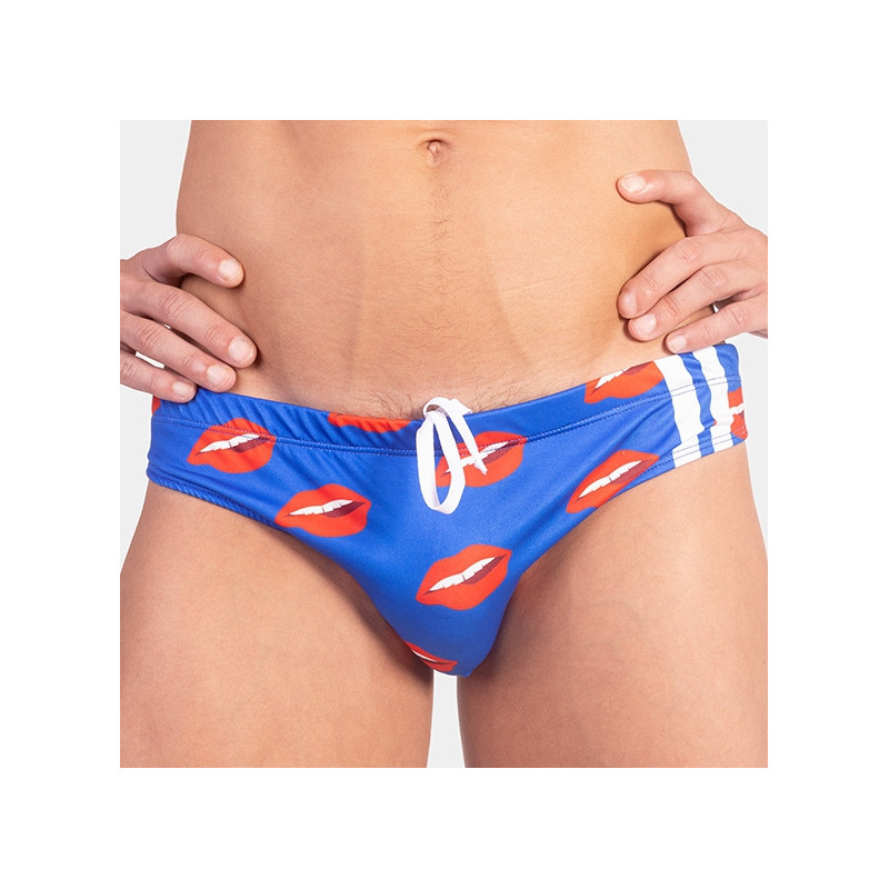 Barcode Berlin Slip de bain KISS Bleu